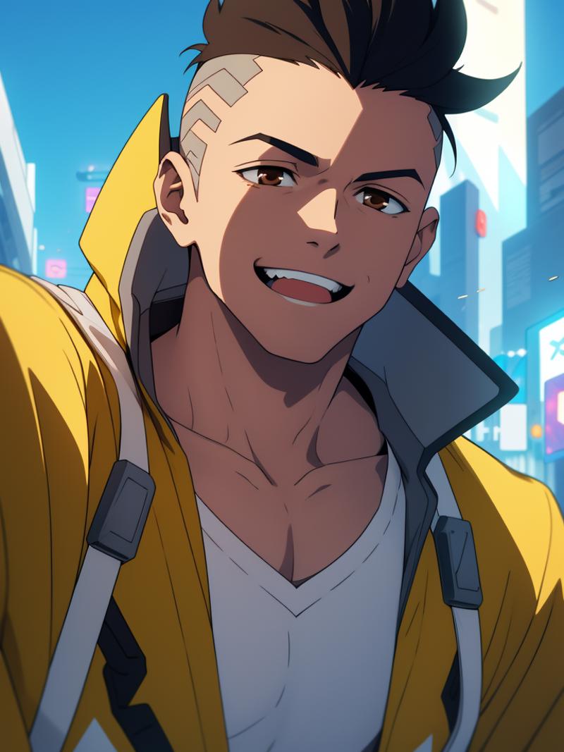 00301-493049787-cyberpunk david martinez in a futurism city  solo brown_eyes anime open_mouth smile black_hair male_focus shirt forehe.png